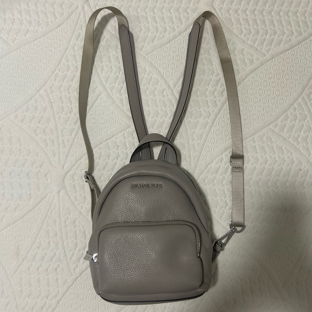 Michael Kors Erin Pearl Gray mini backpack purse